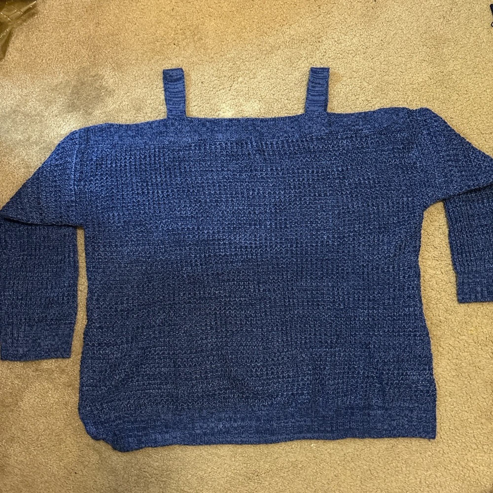 Chic Off-the-Shoulder Blue Sweater
